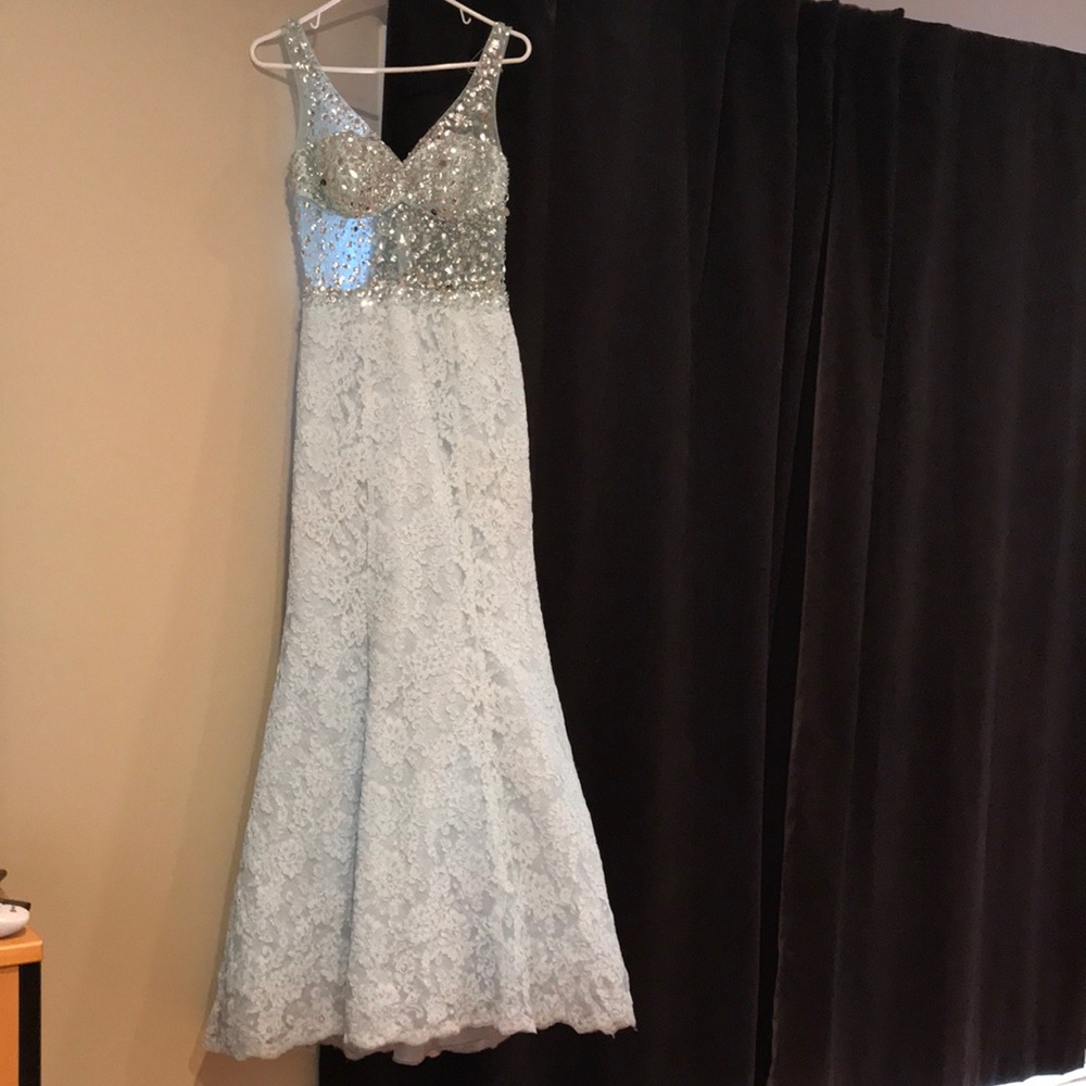Coral blue prom dress
